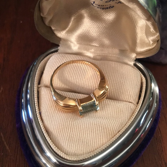 14k gold Emerald cut Aquamarine ring - Picture 6 of 6